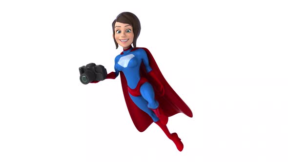 Fun 3D cartoon animation of a Super woman