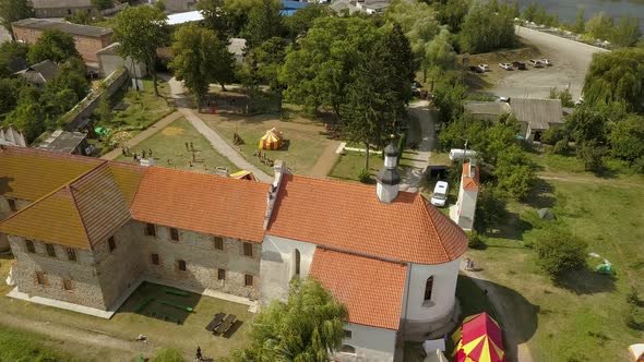 Aerial to Starokostiantyniv Castle Built at the Confluence of the Sluch and Ikopot Rivers Ukraine