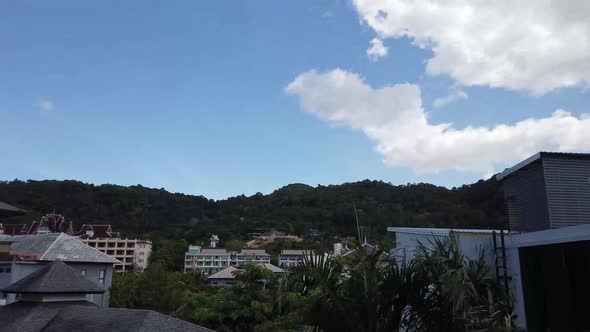 Time lapse footage of clouds traveling across the skies of the town of Krabi in Thailand