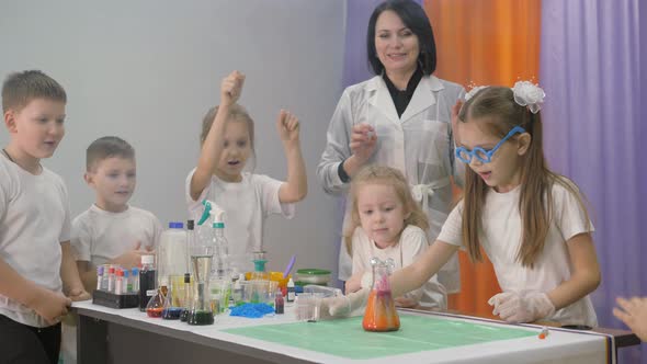 Chemical Experiments for children.When You Combine the Ingredients, You Get a Red Volcano. The