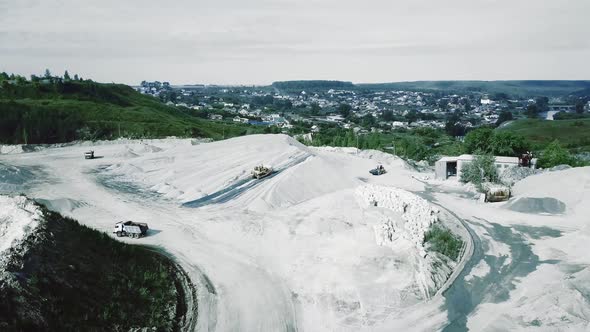 Aerial view of opencast mining quarry