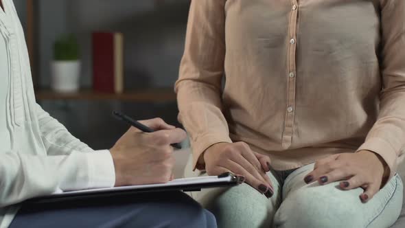 Girl Telling Psychologist About Problems and Worries, Advice of Skilled Doctor