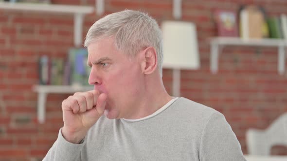 Sick Senior Old Man Coughing