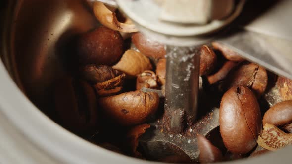 Coffee Grinder in Action Close Up