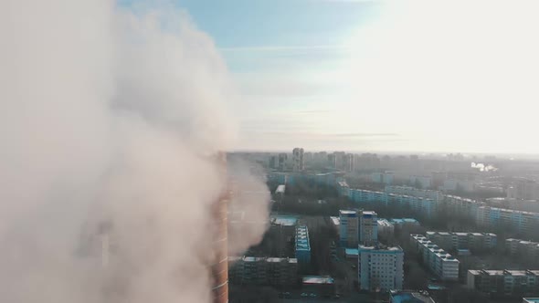 Air Pollution Problem - a Big Industrial Pipe Pollutes the Air