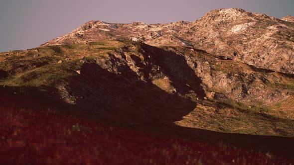 Sun Set Scene Over Mountains In Indian Himalaya