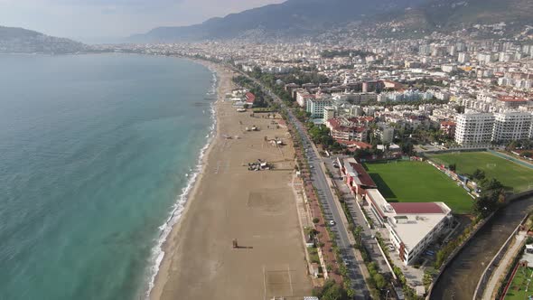 Aerial View Alanya Turkey  Resort Town Seashore