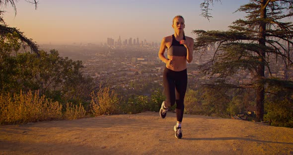 Fit Woman Jogging Los Angeles Slow-Motion