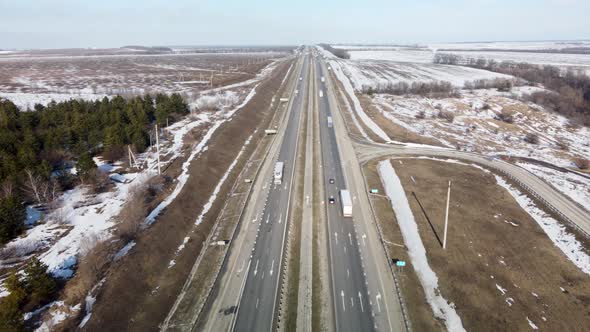 Large Highway View From a Height From a Quadrocopter