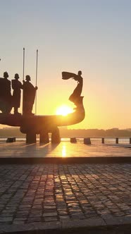 Monument To the Founders of the City in the Morning at Dawn