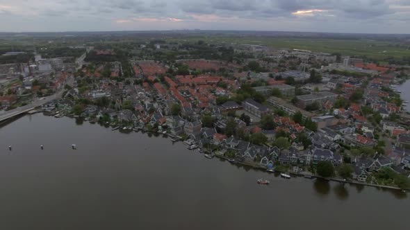 Aerial flight above the Koog Zaandijk, Netherlands