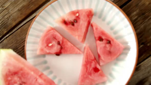 Slices of watermelon kept in plate