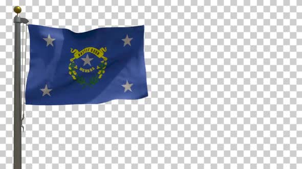 Governor of Nevada Flag (USA) on Flagpole with Alpha Channel - 4K