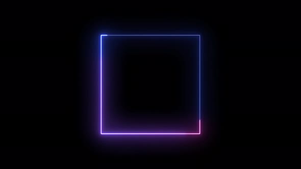 Glowing neon line in a rectangular path. Abstract bright light neon round shape. Vd 70