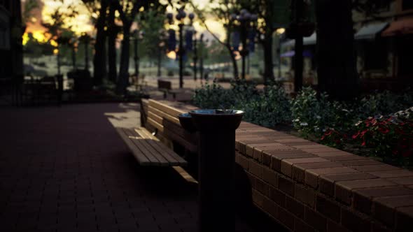 Closeup of a Drinking Water Fountain in a Park on Sunset