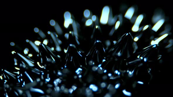 Super Slow Motion Macro Shot of Magnetic Liquid Ferrofluid in Motion at 1000Fps