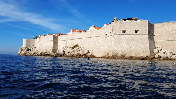 City medieval wall that surrounds the Dubrovnik Old Town