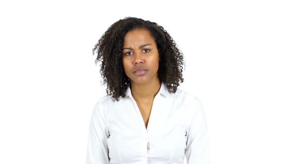 Sad Black Woman White Background