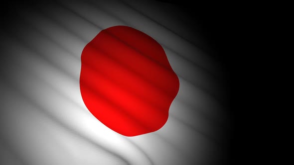 Japan Flag Blowing in Wind