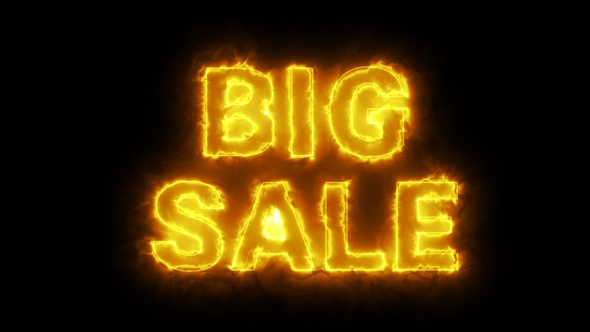 Burning Big Sale Text Overlay With Fire Flame