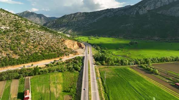 Farm Region Aerial View 4 K Alanya Turkey