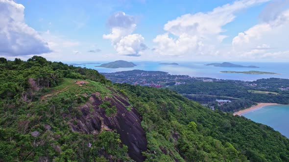 Aerial view of Phahindum viewpoint. amazing mountain nature view in phuket thailand