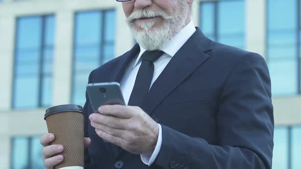 Director Using Cellphone to Control Company From Distance, Convenient Technology