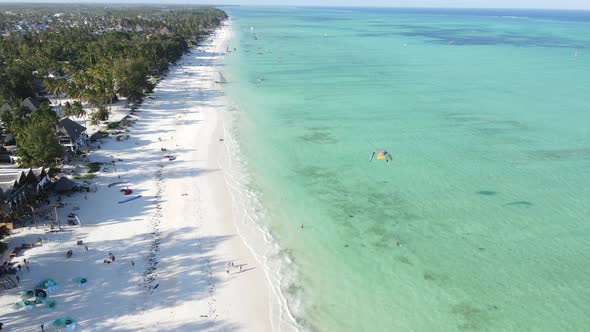 Aerial View of the Beach on Zanzibar Island Tanzania Slow Motion