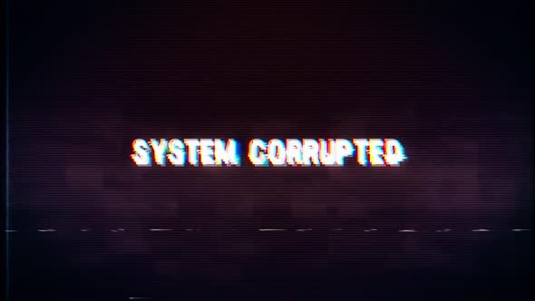 System Corrupted text with glitch retro effect alt