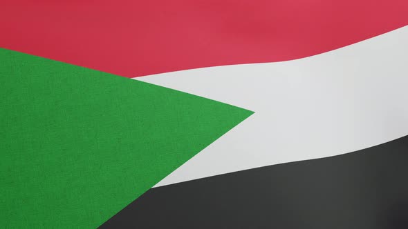 National Flag of Sudan Waving Original Size and Colors 3D Render Made Intime Arab Liberation Flag