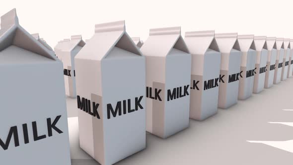 A Lot Of White Milk Paper Boxs In A Row Hd