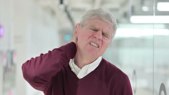 Tired Middle Aged Man Having Neck Pain