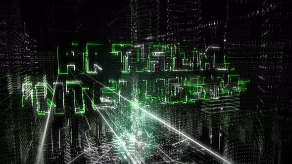 White-green text with the words Artificial Intelligence slowly appears. Digial alt