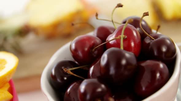 Close-up of cherry in bowl