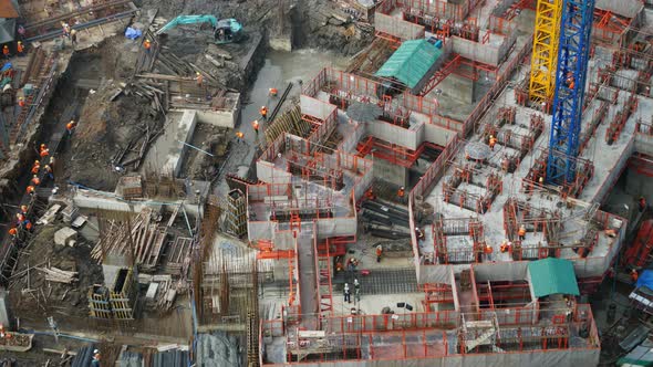 Time lapse construction crane site of building