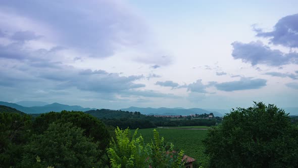 Time Lapse of clouds over mountains.