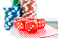 poker chips, cards and red dice cubes - PhotoDune Item for Sale