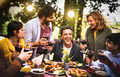 Young men and women having fun drinking out at wine diner - PhotoDune Item for Sale