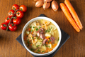 Hot soup with smoked pork meat, pasta and vegetables - PhotoDune Item for Sale