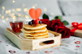 Valentine's day composition with breakfast, gift box and roses.  - PhotoDune Item for Sale