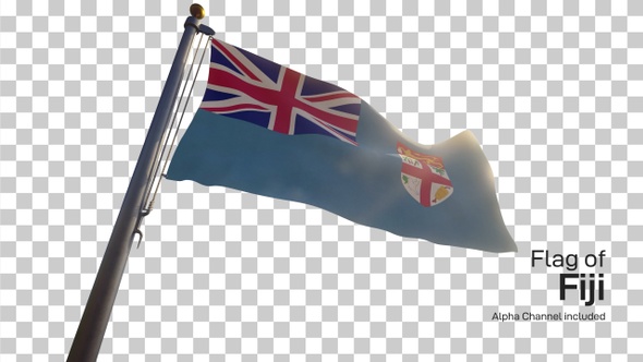 Fiji Flag on a Flagpole with Alpha-Channel