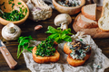 Italian Snack Bruschetta with Greens and Mushrooms - PhotoDune Item for Sale