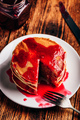 Stack of american pancakes with red berry jam - PhotoDune Item for Sale