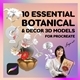 3D Models Procreate | 10 Essential Botanical and Decor Models - 3DOcean Item for Sale