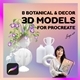3D Procreate Models | 8 Botanical and Decor Models - 3DOcean Item for Sale