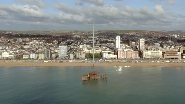 Brighton West Pier Remains in the UK Aerial View