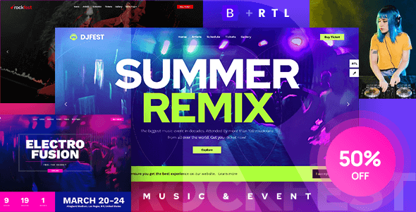 Rockfest - Band Music Festival Event, DJ Concert and Night Club Website Template