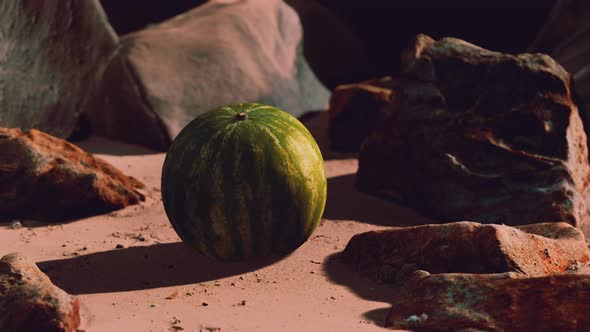 Fresh Watermelon on a Beautiful Sand Beach