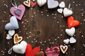 Love concept for mother's day or valentine's day. Many hearts on wooden background. - PhotoDune Item for Sale