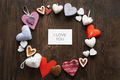 Love concept for mother's day or valentine's day. Many hearts on wooden background. - PhotoDune Item for Sale
